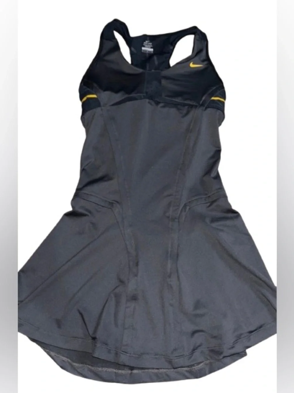 NIKE MARIA SHARAPOVA SKYLINE Black Grey and Golden Yellow Tennis Dress SMALL